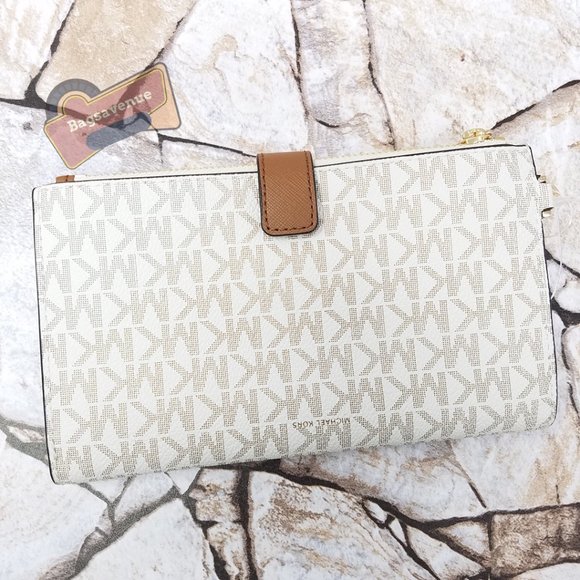 #bagsavenue jet set travel large double zip wristlet vanilla new michael kors - Picture 3 of 6